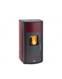 Termostufa a pellet Unical T.it AQ 34 in acciaio bordeaux, potenza 34 kW