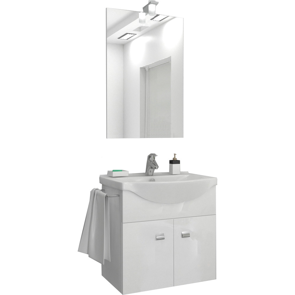 - COMPOSIZIONE MOBILE DA BAGNO "EMMA" SOSPESA Bianco Lucido - cm 55