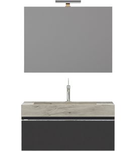 COMPOSIZIONE MOBILE DA BAGNO "IDEA80" Lino/ Rovere ghiaccio
