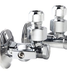 COPPIA RUBINETTI FILTRO A SFERA SOTTOLAVABO DX/SX 1/2"x3/8"/Ø10 + Rosetta