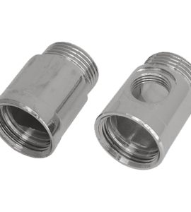 COPPIA DISTANZIALI RETROGRUPPO IN OTTONE CROMATO 3/4"MF c/foro 3/8" + 3/4"MF cieco