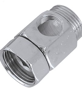 DISTANZIALE RETROGRUPPO FORATO CON DADO GIREVOLE IN OTTONE CROMATO MF 3/4" Foro 3/8"