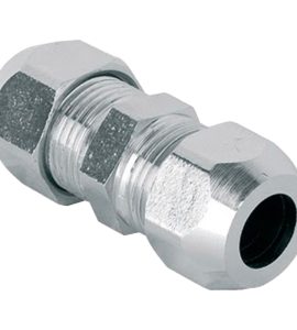 NIPLES DOPPIO PER TUBETTO RAME IN OTTONE CROMATO 3/8" - Ø10