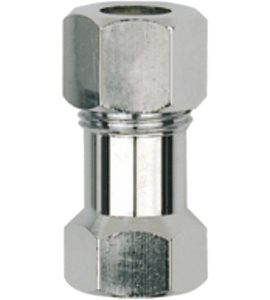 PROLUNGA PER TUBETTO RAME CON DADO CONICO IN OTTONE CROMATO F3/8" x Ø10 - cm 3