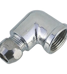 CURVA FEMMINA PER TUBETTO RAME IN OTTONE CROMATO F1/2" x Ø12