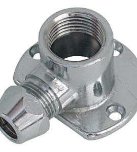 CURVA FEMMINA PER TUBETTO RAME CON FLANGIA IN OTTONE CROMATO F1/2" x Ø12