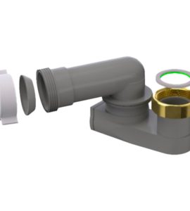 SIFONE RIBASSATO ORIENTABILE PER COLONNE VASCA GRIGIO 1"1/2 x Ø40 mm