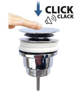 PILETTA CLICK-CLACK TONDA PER LAVABO CROMO SPAZZOLATO 1"1/4 x Tappo Ø63 mm