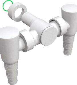 DOPPIO ATTACCO DI SCARICO PER LAVATRICE + LAVASTOVIGLIE CON DISPOSITIVO DI NON RITORNO Bianco - 1"