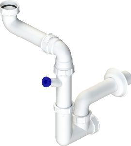 SIFONE PER LAVELLO A 1 VIA SALVASPAZIO ISPEZIONABILE 1"1/2 x Ø40 mm