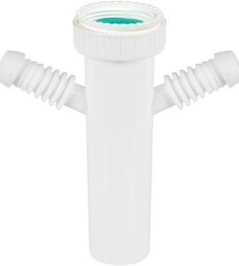 CANOTTO CON DOPPIO ATTACCO SCARICO LAVATRICE + LAVASTOVIGLIE 1"1/2 x Ø40