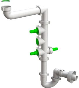SIFONE PER LAVELLO A 1 VIA SALVASPAZIO "SPACE 1"  1"1/2 - Ø40