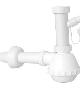 SIFONE PER LAVELLO CUCINA A 1 VIA "FRANCIA" CON ATTACCO LAVATRICE 1"1/2 x Ø32/40 mm