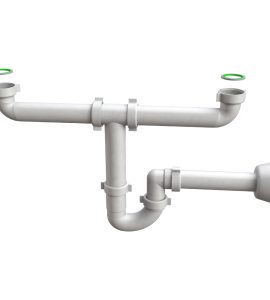 SIFONE PER LAVELLO CUCINA A 2 VIE "MAGNUM" AUTOPULENTE 1"1/2 x Ø40 mm