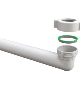 CURVA DI SCARICO FILETTATA CON GHIERA E GUARNIZIONE PER SIFONE 1"1/2 x Ø40 - L.240 mm