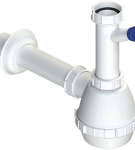 SIFONE PER LAVELLO  A FIASCA A 1 VIA CON ATTACCO LAVASTOVIGLIE 1"1/2" x Ø40 mm