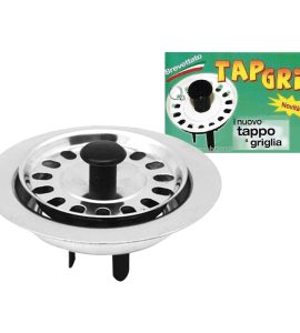 TAPPO A GRIGLIA PER LAVELLO CUCINA CON FORO Ø60 "TAP GRIL" Ø70 mm