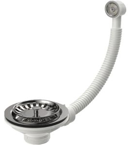 PILETTA CANESTRO PER LAVELLO INOX CON TROPPOPIENO ROTONDO E GRIGLIETTA INOX 1"1/2 x Ø114 mm