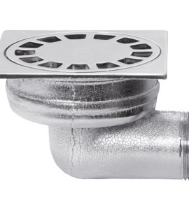 PILETTA SIFONATA PER PAVIMENTO CON SCARICO LATERALE 1"1/4 - 100x100 mm