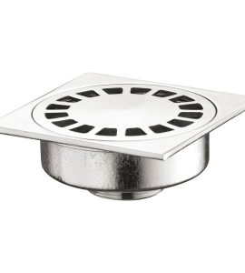 PILETTA SIFONATA PER PAVIMENTO CON SCARICO CENTRALE 1"1/4 - 100x100 mm