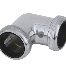 RACCORDO PER CANOTTI M/M 90° IN OTTONE CROMATO + 2 GHIERE Ø32 mm