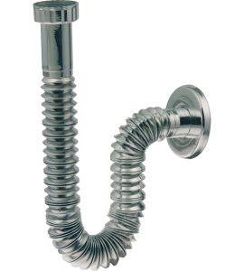 SIFONE FLESSIBILE ED ESTENSIBILE CON ROSONE CROMATO 1”1/2 x Ø40 mm