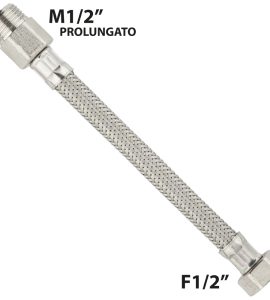FLESSIBILE IN ACCIAIO INOX M1/2" PROLUNGATO X F1/2" 60 cm - DN10