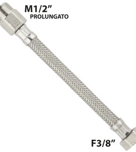 FLESSIBILE IN ACCIAIO INOX M1/2" PROLUNGATO X F3/8" 60 cm - DN10