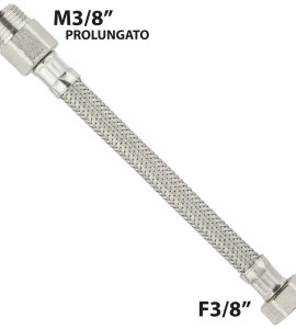 FLESSIBILE IN ACCIAIO INOX M3/8" PROLUNGATO X F3/8" 60 cm - DN10