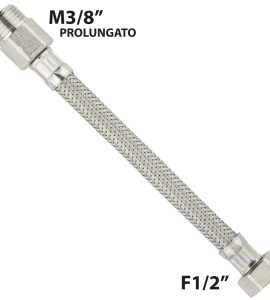 FLESSIBILE IN ACCIAIO INOX M3/8" PROLUNGATO X F1/2" 60 cm - DN10