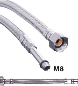 FLESSIBILE IN ACCIAIO INOX PER MONOCOMANDO DN6 F1/2" x M8 corto - 35 cm