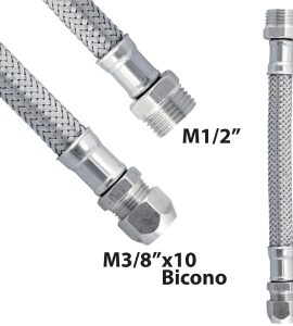 FLESSIBILE IN ACCIAIO INOX M1/2" x M3/8"x10 BICONO cm 60 - DN10