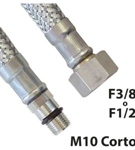 FLESSIBILE IN ACCIAIO INOX PER MONOCOMANDO CORTO DN8 F1/2" x M12 - 35 cm