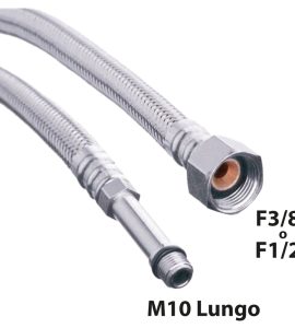 FLESSIBILE IN ACCIAIO INOX PER MONOCOMANDO LUNGO DN8 F1/2" x M12 - 35 cm