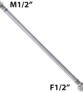 FLESSIBILE IN ACCIAIO INOX M1/2" x F1/2" GIR. "FLEXCORE" cm 80 - DN8