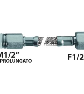 FLESSIBILE IN ACCIAIO INOX M1/2" PROLUNGATO x F1/2" GIR. "FLEXCORE" cm 60 - DN8