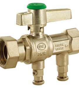 GRUPPO USCITA CONTATORE CON RITEGNO E SCARICO F1/2" x 3/4"F Girevole