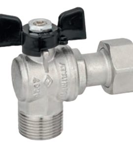 VALVOLA A SQUADRO M/F CON DADO GIREVOLE E FARFALLA IN ALLUMINIO BUGATTI 3/4"x3/4" DN15