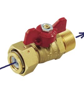 VALVOLA A SFERA DIRITTA MASCHIO CON GIRELLO E NON RITORNO 3/4" M x 1" F