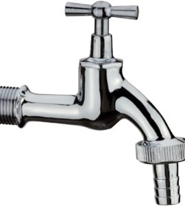 RUBINETTO PORTAGOMMA A SFERA DA GIARDINO TIPO TEDESCO CROMATO LUCIDO APM 1/2"x3/4" - PN20