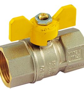 VALVOLA A SFERA GAS F/F CON FARFALLA GIALLA IN ALLUMINIO TIEMME 1" DN23