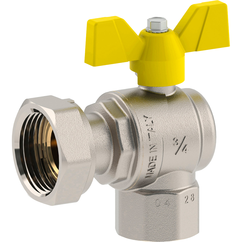 - VALVOLA A SFERA GAS A SQUADRO F/F CON DADO GIREVOLE E FARFALLA ALLUMINIO FIV 1"F x 1"1/4G
