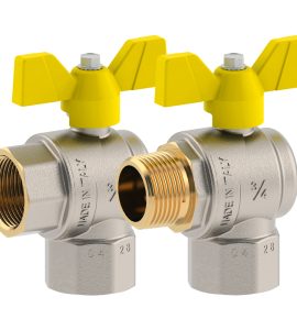 VALVOLA A SFERA GAS A SQUADRO CON FARFALLA IN ALLUMINIO FIV 1"M/F - DN25