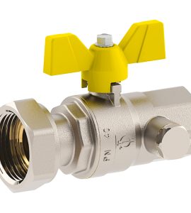 VALVOLA A SFERA GAS F/F CON PRESA PRESSIONE DADO GIR. E FARFALLA IN ALLUMINIO FIV 1"F x 1"1/4G -DN25