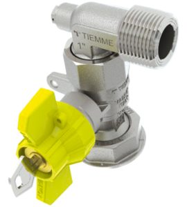 VALVOLA A SFERA GAS POST-CONT. AD ANGOLO CON CHIAVE COLLEG. DIRETTO AL CONTATORE TM 1" M x 1"1/4 F