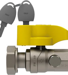 VALVOLA A SFERA GAS DIRITTA POST-CONTATORE F/F CON DADO GIR. E SICUREZZA FIV 1"Fx1"1/4G - DN25