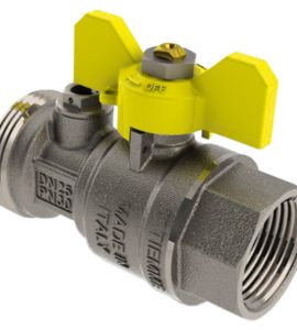 VALVOLA A SFERA DIRITTA POST-CONTATORE CON PRESA PRESSIONE TIEMME 1"1/4 M x 1"F