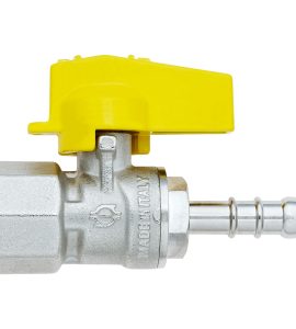 RUBINETTO GAS A SFERA FEMMINA DIRITTO CON PORTAGOMMA FIV 1/2" x Ø14 mm - Metano