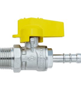 RUBINETTO GAS A SFERA MASCHIO DIRITTO CON PORTAGOMMA FIV 1/2" x Ø14 mm - Metano