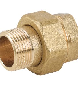 RACCORDO DIRITTO 3 PEZZI MASCHIO/FEMMINA CON SEDE PIANA E GUARNIZIONE IN OTTONE GIALLO 2"